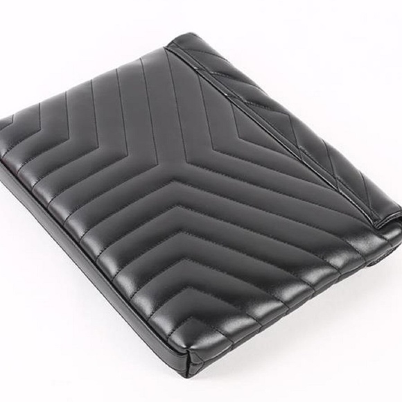 SAINT LAURENT YSL  Matelassé Loulou Black Leather Clutch - Picture 6 of 7